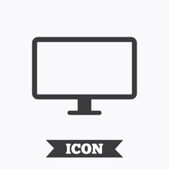 Computer widescreen monitor sign icon.