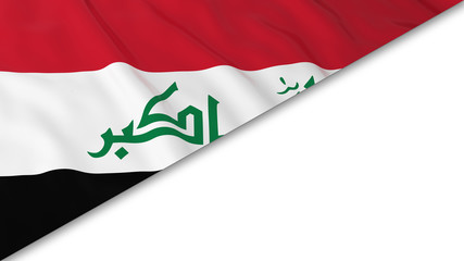 Naklejka premium Iraqi Flag corner overlaid on White background - 3D Illustration