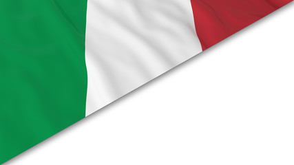 Italian Flag corner overlaid on White background - 3D Illustration