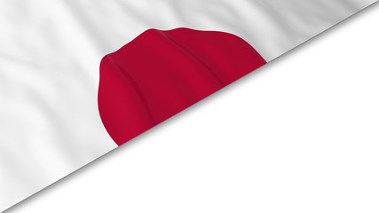 Japanese Flag corner overlaid on White background - 3D Illustration