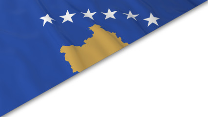 Kosovan Flag corner overlaid on White background - 3D Illustration