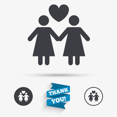 Couple sign icon. Woman love woman. Lesbians.