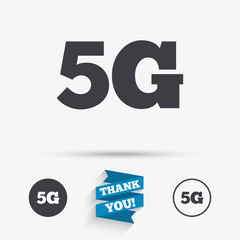 5G sign. Mobile telecommunications technology.
