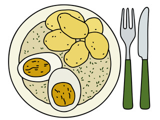 Dill sauce / Hand drawing, vector illustration