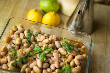 Barbunya Pilaki / Turkish Traditional Beans with olive oil.