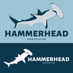 Vector logo hammerhead. Brand's logo in the form of a hammerhead shark - obrazy, fototapety, plakaty