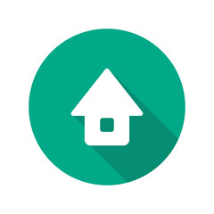 House icon with shadow flat in a circle