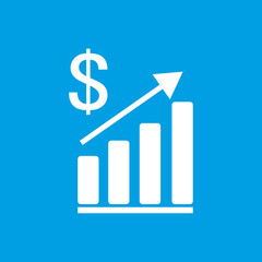 Icon Growth Business graph on a blue background cash currency