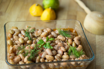 Barbunya Pilaki / Turkish Traditional Beans with olive oil.