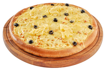 Pizza with chicken and pineapple