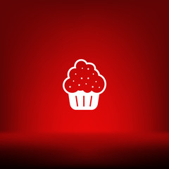 Flat paper cut style icon of cake