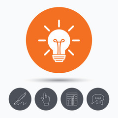 Light bulb icon. Lamp illumination sign.