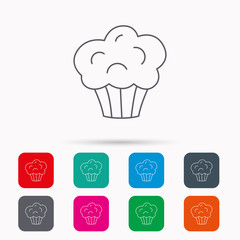 Muffin icon. Cupcake dessert sign.