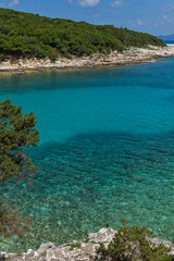 Panorama of Emblisi Fiskardo Beach, Kefalonia, Ionian islands, Greece
