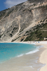 Panoramic View of beautiful Myrtos beach, Kefalonia, Ionian islands, Greece