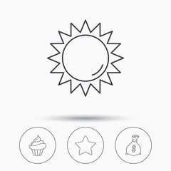 Sun, star and cupcake icons.