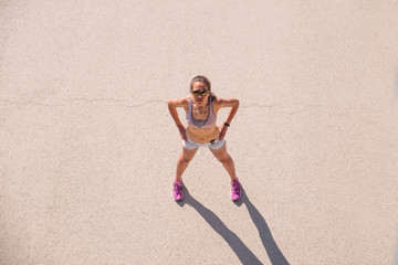 Female runner overhead portrait