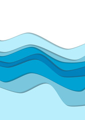 Blue curve wave line background, ice and water in paper cut style. Cropped with Clipping Mask