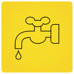 Water supply icon. Crane with drop sign.