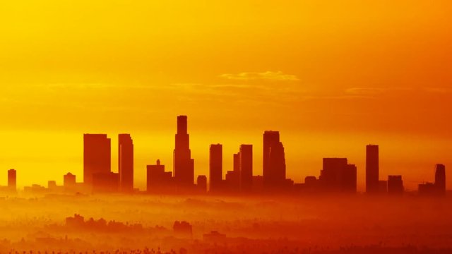 Time Lapse of early morning fog surrounding downtown Los Angeles.