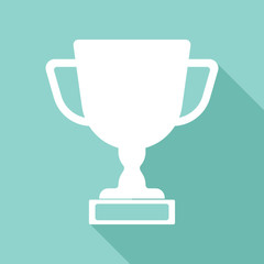 Award cup vector icon with long shadow.