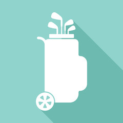 Golf bag vector icon with long shadow.