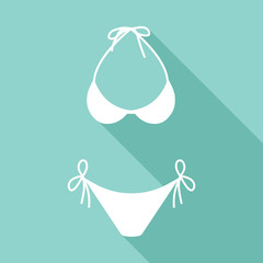 Swimsuit vector icon with long shadow.