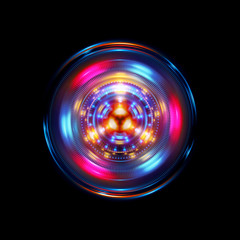 Abstract ring background with luminous swirling backdrop. Glowing spiral. The energy flow tunnel. Shine round frame with light circles light effect. Glowing cover. Space for your message.
