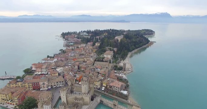 Aerial: Lake Garda Palazzo, Italy