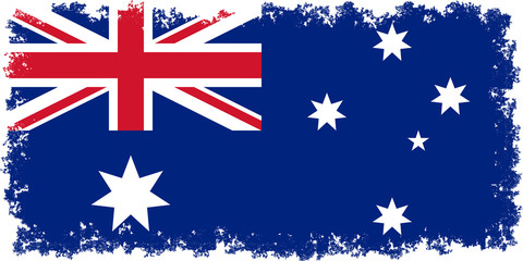 Flag of Australia, authentic color with distressed edges