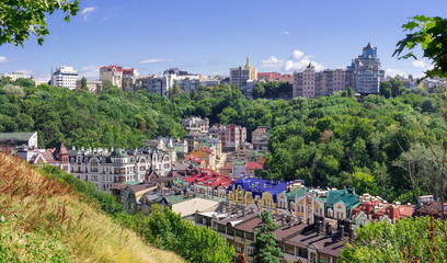 Obraz premium European town panorama. Colorful roofs