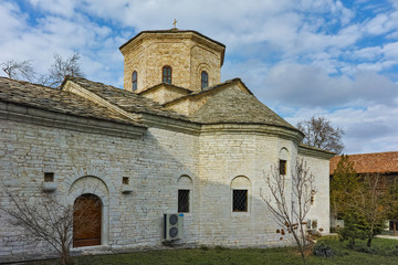 Fototapeta na wymiar Church St. Petka and courtyard in Gornovoden monastery St. Kirik and Julita, Asenovgrad, Plovdiv Region, Bulgaria