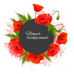 Holiday background with red flowers. Vector