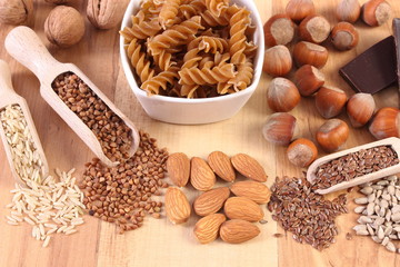 Natural ingredients and products containing magnesium and dietary fiber, healthy nutrition