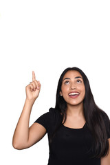 Young woman pointing