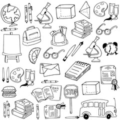 Colleection school education doodles