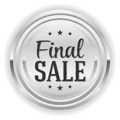 Silver final sale button, badge on white background