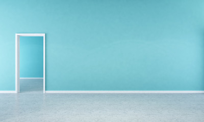 3D render cyan wall interior