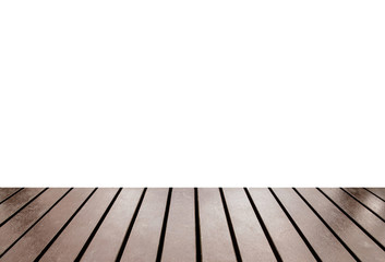 Wood table top on white background