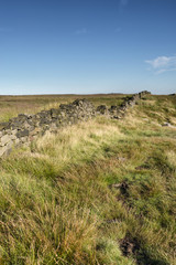 Magnificent landscape of rock formations and moorland at Stanage Edge in the Peak District in Derbyshire, a stunning area of great natural beauty covering 555 square miles across central England