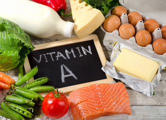 Natural fresh products rich in vitamin A.