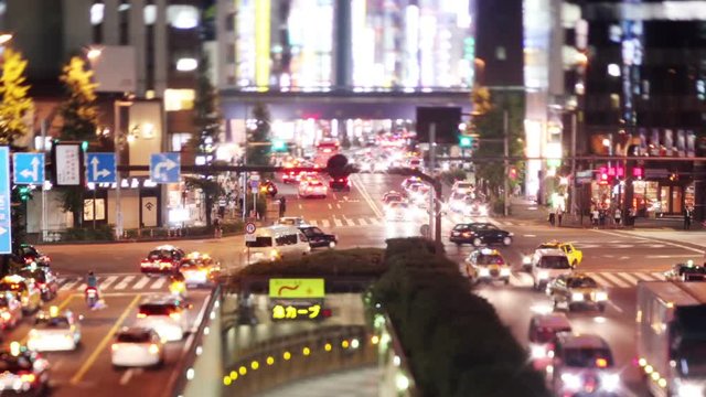 Time Lapse of the busy traffic of Ginza.