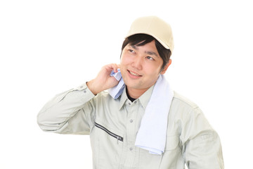 笑顔の労働者
