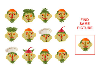 Cartoon  Illustration of Finding the Same Picture.  Educational