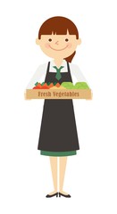 野菜ソムリエ　女性　全身　働く人々　イラスト