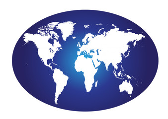 World map planet blue flat design