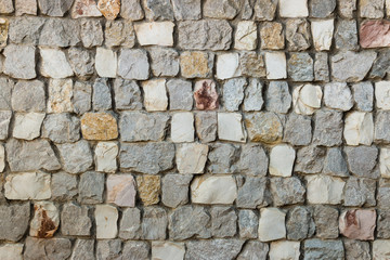 closeup of stone wall with grey stones