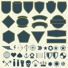 Vector elements for military, army patches, badges set - obrazy, fototapety, plakaty