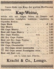 Weinhandel Kracht Lemgo 1889