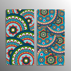 Vertical banner decorated mandala ornament. Vector illustration